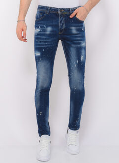 Local Fanatic Men's paint splatter stonewashed jeans slim fit Blauw - 31