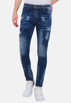 Local Fanatic Men's paint splatter stonewashed jeans slim fit Blauw - 38