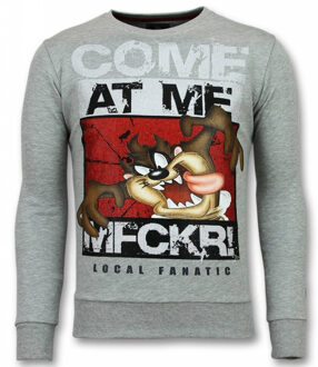 Local Fanatic MFCKR Trui - Cartoon Sweater Heren - Truien Mannen - Grijs - Maten: L