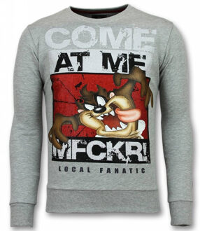 Local Fanatic MFCKR Trui - Cartoon Sweater Heren - Truien Mannen - Grijs - Maten: S