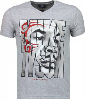 Local Fanatic Mike Tyson Tribal - T-shirt - Grijs - Maat: L