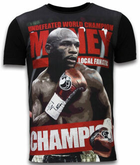 Local Fanatic Money Champion - Digital Rhinestone T-shirt - Zwart - Maten: L