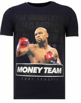 Local Fanatic Money Team Champ - Rhinestone T-shirt - Navy - Maten: L