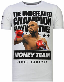 Local Fanatic Money Team Champ - Rhinestone T-shirt - Wit - Maten: L
