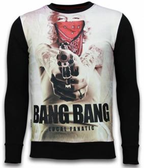 Local Fanatic Monroe Bang Bang - Digital Rhinestone Sweater - Zwart - Maten: M