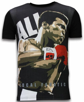 Local Fanatic Muhammad Ali - Digital Rhinestone T-shirt - Zwart - Maten: L