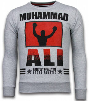 Local Fanatic Muhammad Ali - Rhinestone Sweater - Grijs - Maten: XXL