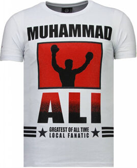 Local Fanatic Muhammad Ali - Rhinestone T-shirt - Wit - Maten: L