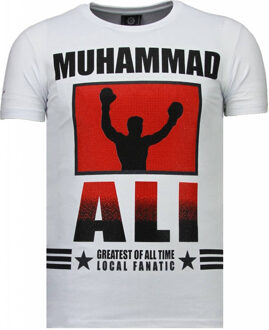 Local Fanatic Muhammad Ali - Rhinestone T-shirt - Wit - Maten: S