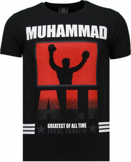 Local Fanatic Muhammad Ali - Rhinestone T-shirt - Zwart - Maten: S