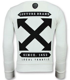 Local Fanatic Off Cross - Luxe Sweater Heren - 6356W - Wit - Maten: XXL