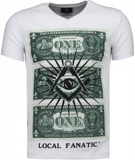 Local Fanatic One Dollar Eye - T-shirt - Wit - Maten: L