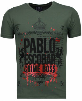 Local Fanatic Pablo Escobar Boss - Rhinestone T-shirt - Groen - Maten: M