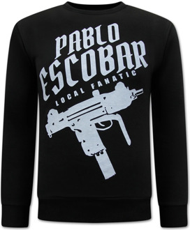 Local Fanatic Pablo escobar uzi opdruk sweater Zwart