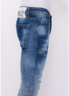 Local Fanatic Paint splatter stonewashed jeans mens slim fit - maat 38 Blauw