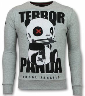 Local Fanatic Panda Trui - Terror Sweater Heren - Mannen Truien - Grijs - Maten: XL
