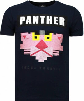 Local Fanatic Panther For A Cougar - Rhinestone T-shirt - Blauw - Maten: M