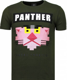 Local Fanatic Panther For A Cougar - Rhinestone T-shirt - Groen - Maten: L