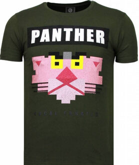 Local Fanatic Panther For A Cougar - Rhinestone T-shirt - Groen - Maten: S