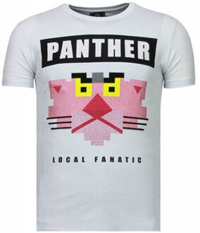 Local Fanatic Panther For A Cougar - Rhinestone T-shirt - Wit - Maten: M