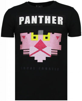 Local Fanatic Panther For A Cougar - Rhinestone T-shirt - Zwart - Maten: M