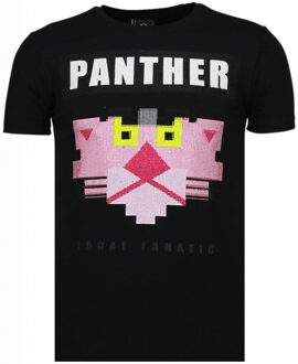 Local Fanatic Panther For A Cougar - Rhinestone T-shirt - Zwart - Maten: S