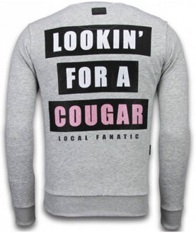 Local Fanatic Panther - Rhinestone Sweater - Grijs - Maten: XL