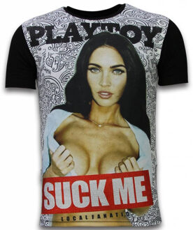Local Fanatic Playtoy Megan - Digital Rhinestone T-shirt - Zwart - Maten: XL