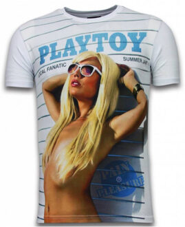Local Fanatic Playtoy summer jam digital rhinestone t-shirt Wit - L