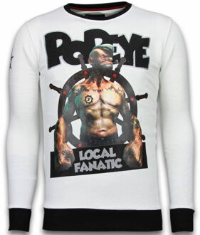 Local Fanatic Popeye - Rhinestone Sweater - Wit - Maten: L