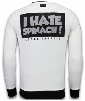 Local Fanatic Popeye - Rhinestone Sweater - Wit - Maten: L