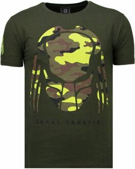 Local Fanatic Predator - Rhinestone T-shirt - Groen - Maten: L