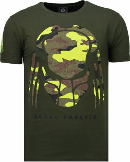 Local Fanatic Predator - Rhinestone T-shirt - Groen - Maten: S