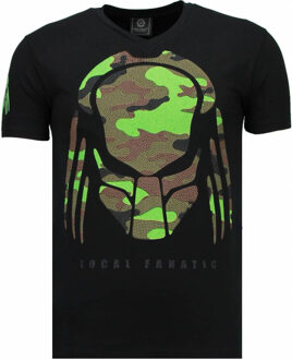 Local Fanatic Predator - Rhinestone T-shirt - Zwart - Maten: XL