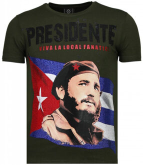 Local Fanatic Presidente - Rhinestone T-shirt - Groen - Maten: L