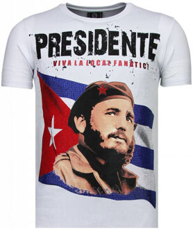 Local Fanatic Presidente - Rhinestone T-shirt - Wit - Maten: L