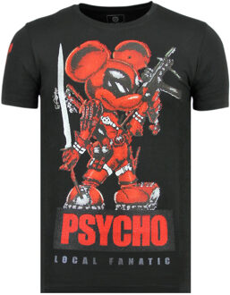 Local Fanatic Psycho Mouse - Bedrukte T shirt Mannen - 6321Z - Zwart - Maten: XXL