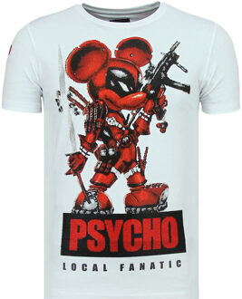 Local Fanatic Psycho Mouse - Leuke T shirt Mannen - 6321W - Wit - Maten: M