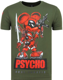 Local Fanatic Psycho Mouse - Party T shirt Mannen - 6321G - Groen - Maten: L