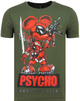 Local Fanatic Psycho Mouse - Party T shirt Mannen - 6321G - Groen - Maten: M