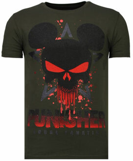 Local Fanatic Punisher Mickey - Rhinestone T-shirt - Khaki - Maten: L