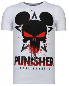 Local Fanatic Punisher Mickey - Rhinestone T-shirt - Wit - Maten: S