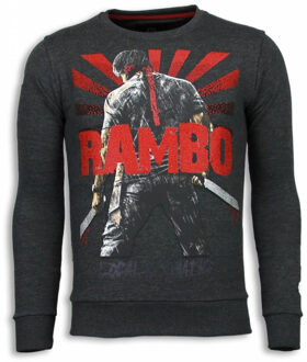 Local Fanatic Rambo - Rhinestone Sweater - Antraciet - Maten: L