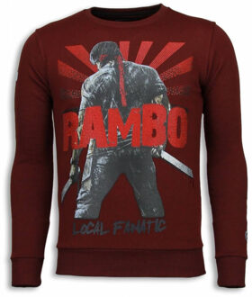 Local Fanatic Rambo - Rhinestone Sweater - Bordeaux - Maten: L