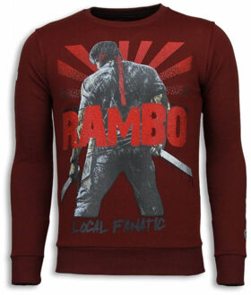 Local Fanatic Rambo - Rhinestone Sweater - Bordeaux - Maten: S