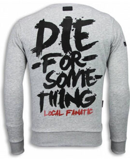 Local Fanatic Rambo - Rhinestone Sweater - Licht Grijs - Maten: L