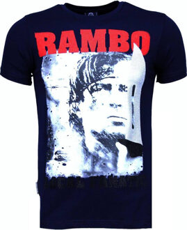 Local Fanatic Rambo - Rhinestone T-shirt - Navy - Maten: XXL