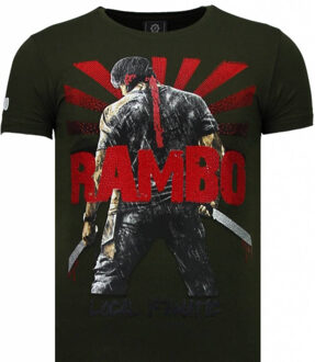 Local Fanatic Rambo Shine - Rhinestone T-shirt - Groen - Maten: L