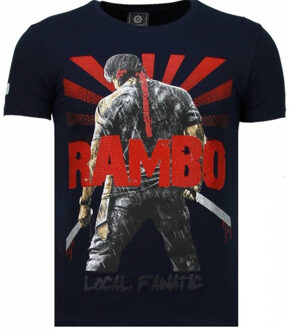 Local Fanatic Rambo Shine - Rhinestone T-shirt - Navy - Maten: L