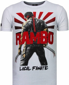 Local Fanatic Rambo Shine - Rhinestone T-shirt - Wit - Maten: S